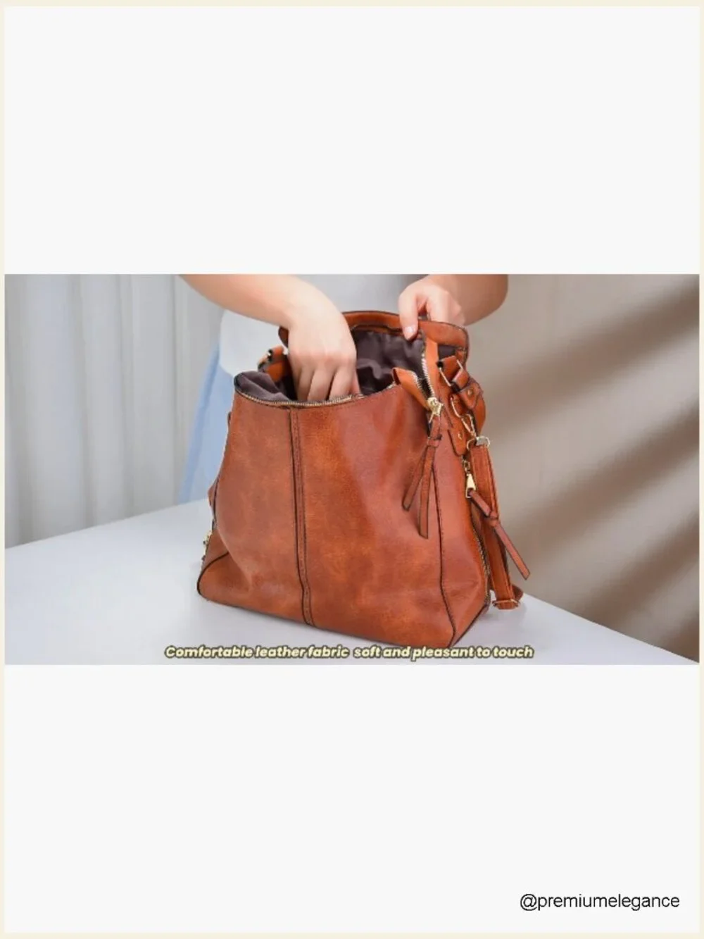 Large Retro Hobo Crossbody Bag Faux Leather Shoulder Purse